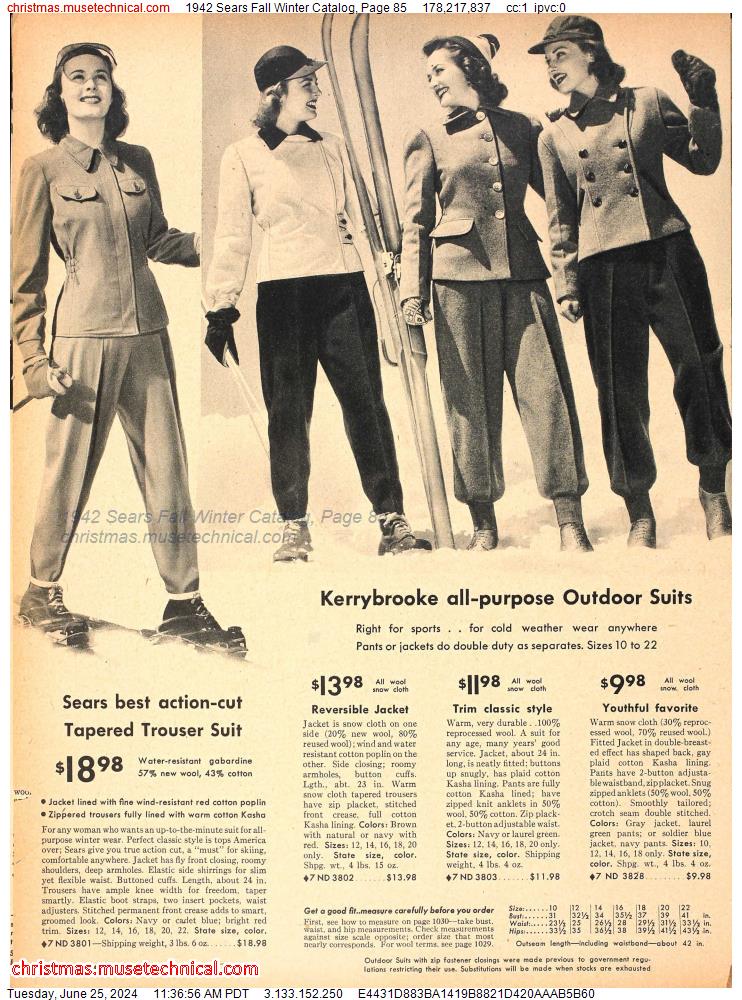 1942 Sears Fall Winter Catalog, Page 85