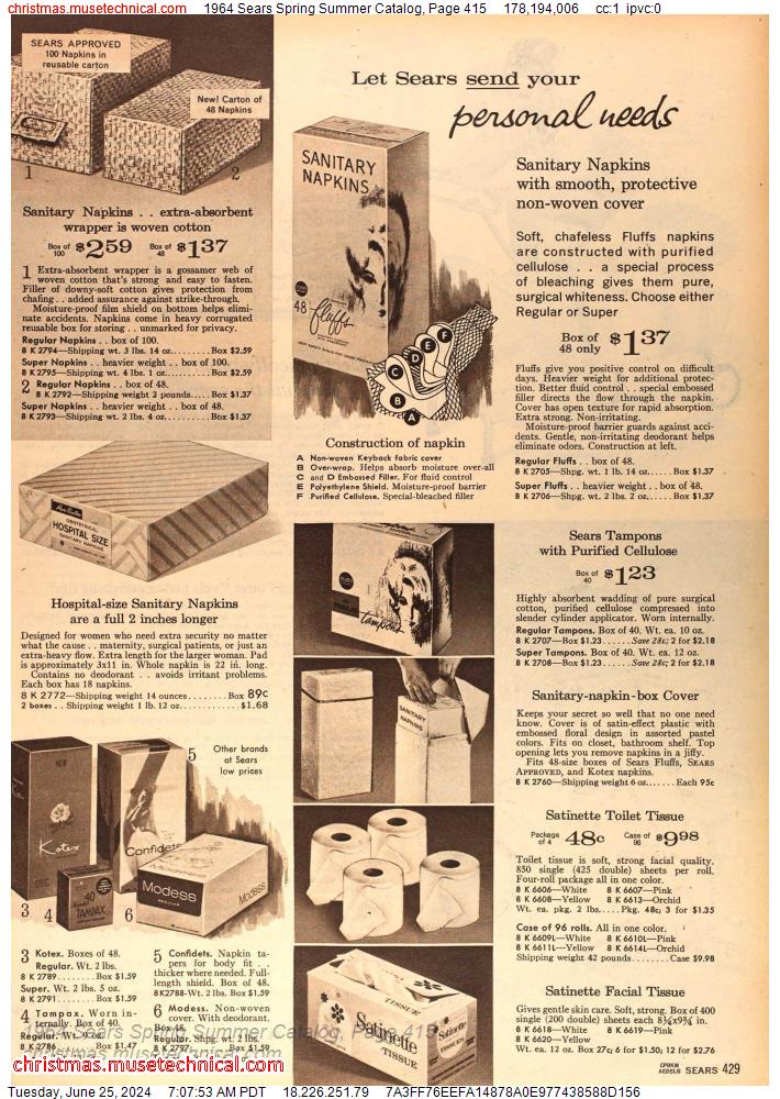 1964 Sears Spring Summer Catalog, Page 415