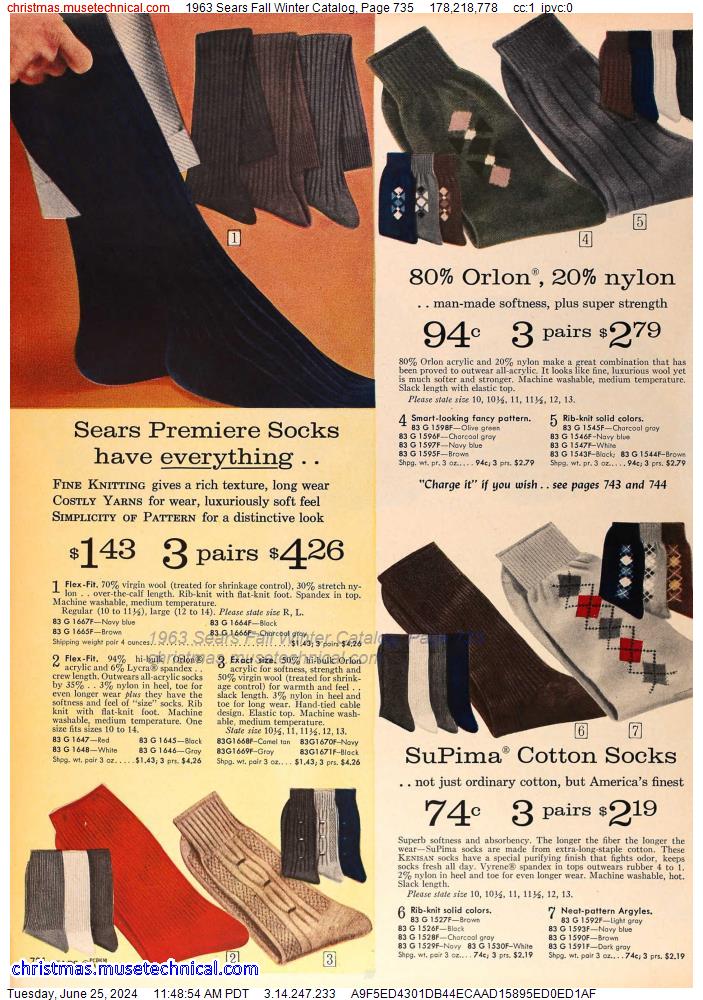 1963 Sears Fall Winter Catalog, Page 735