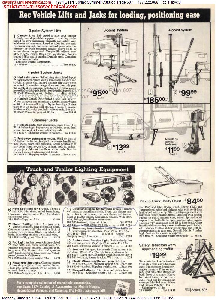 1974 Sears Spring Summer Catalog, Page 607