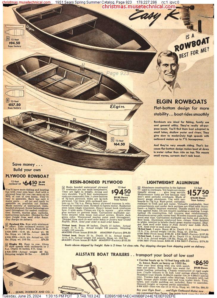 1951 Sears Spring Summer Catalog, Page 923