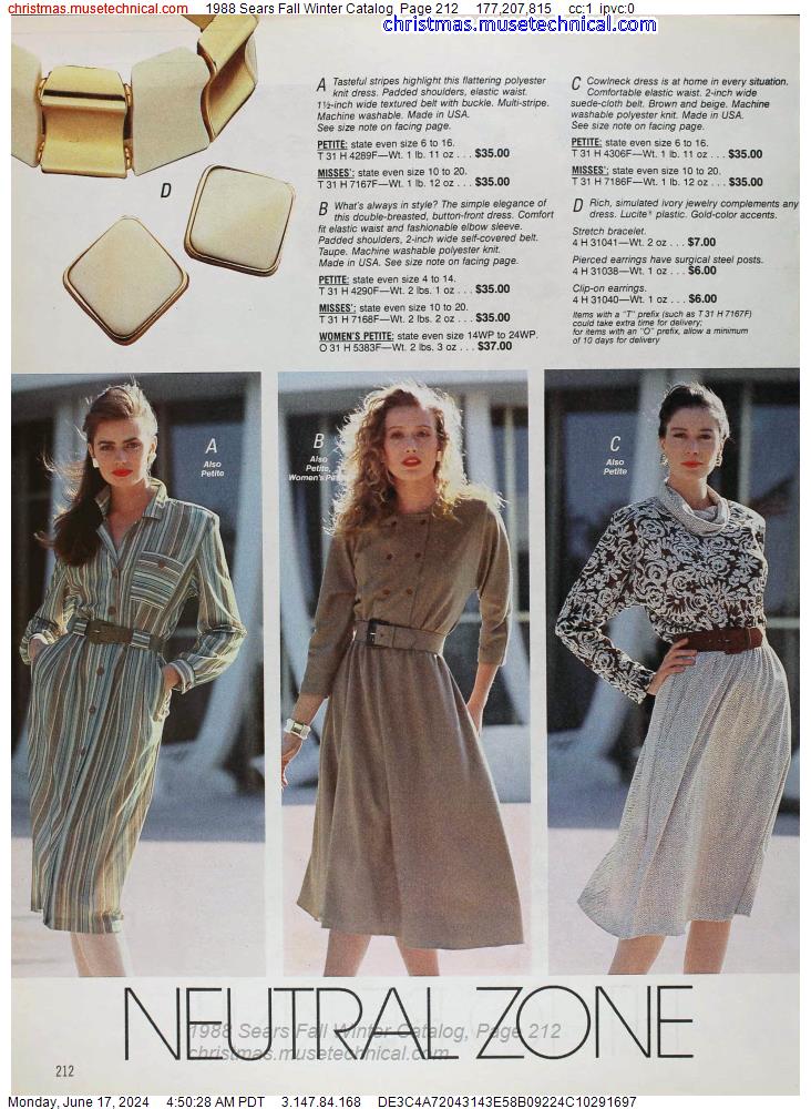 1988 Sears Fall Winter Catalog, Page 212