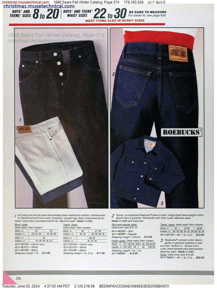 1986 Sears Fall Winter Catalog, Page 374