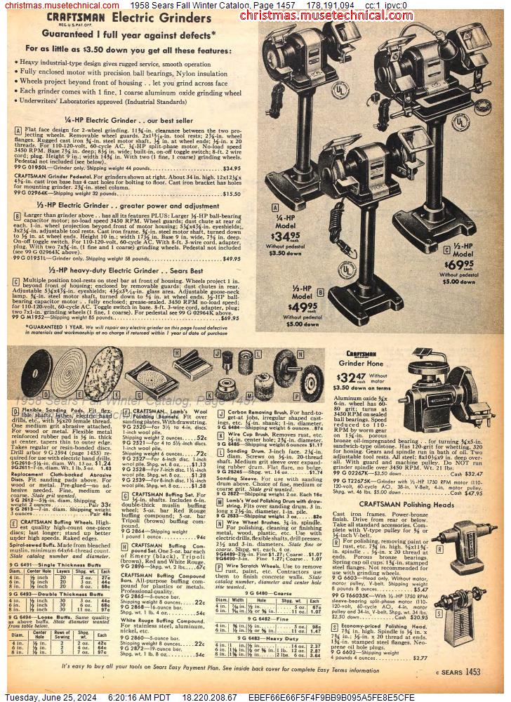 1958 Sears Fall Winter Catalog, Page 1457