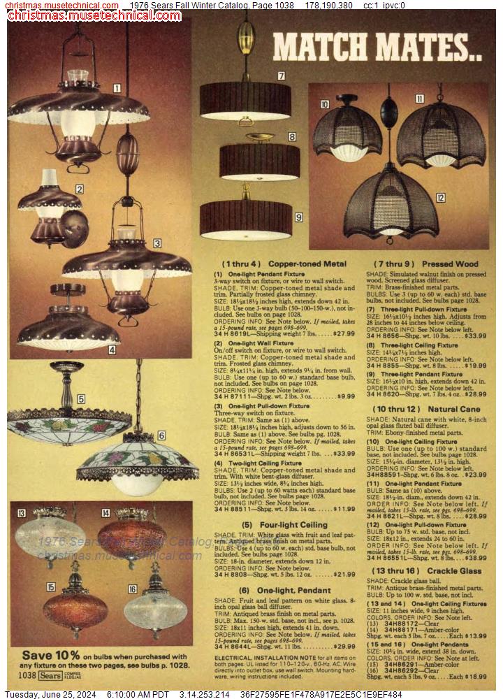 1976 Sears Fall Winter Catalog, Page 1038