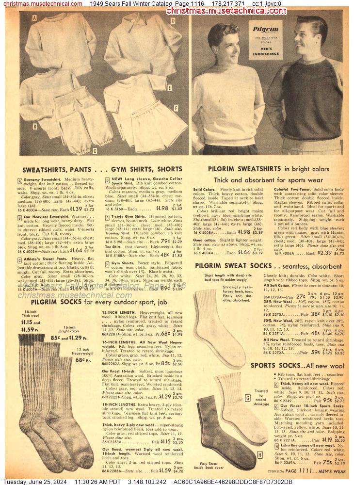 1949 Sears Fall Winter Catalog, Page 1116