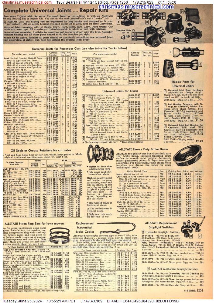 1957 Sears Fall Winter Catalog, Page 1250