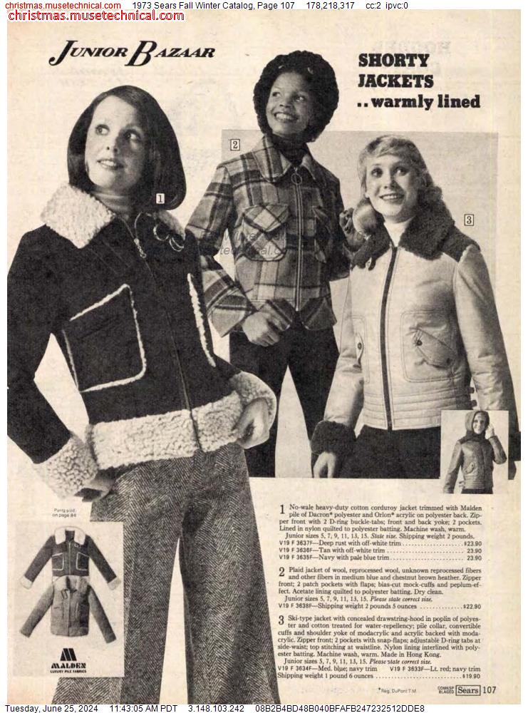 1973 Sears Fall Winter Catalog, Page 107
