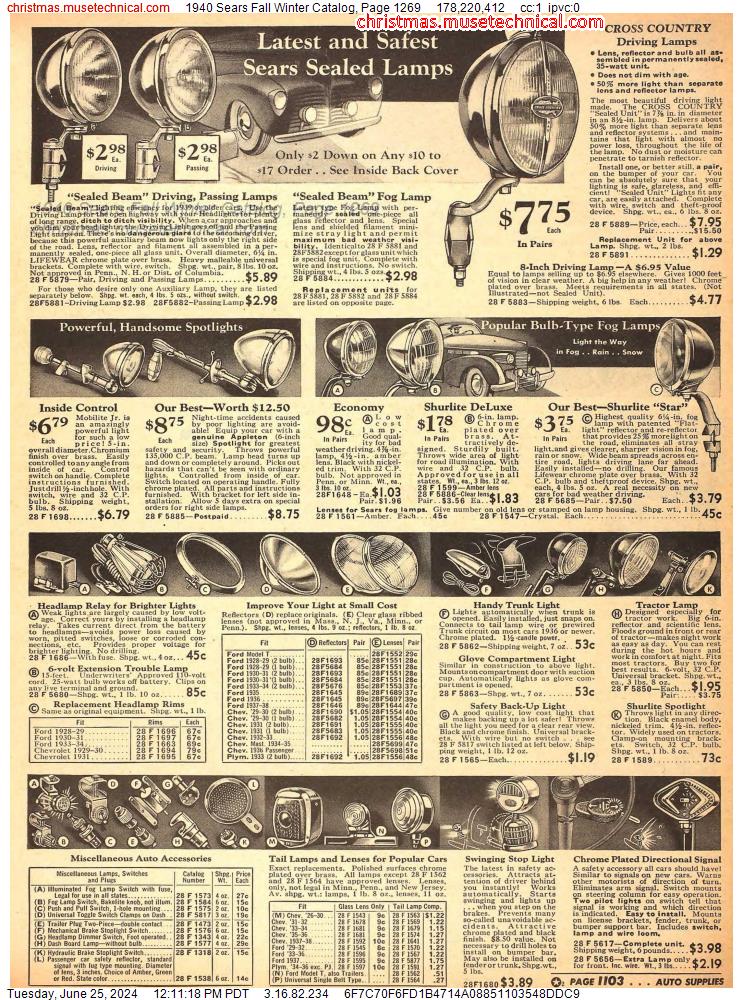 1940 Sears Fall Winter Catalog, Page 1269