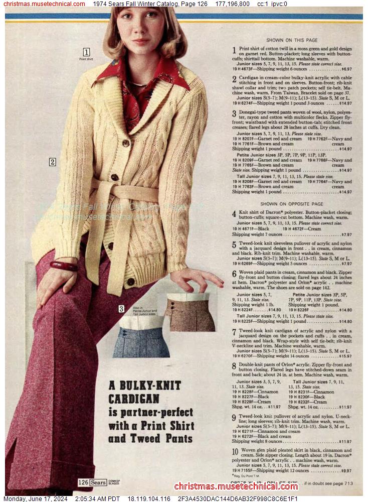 1974 Sears Fall Winter Catalog, Page 126