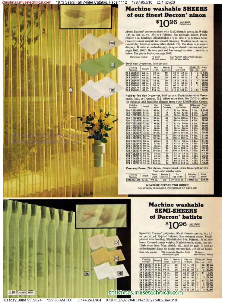 1973 Sears Fall Winter Catalog, Page 1112