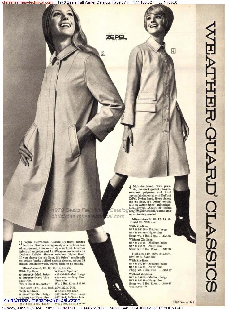 1970 Sears Fall Winter Catalog, Page 371