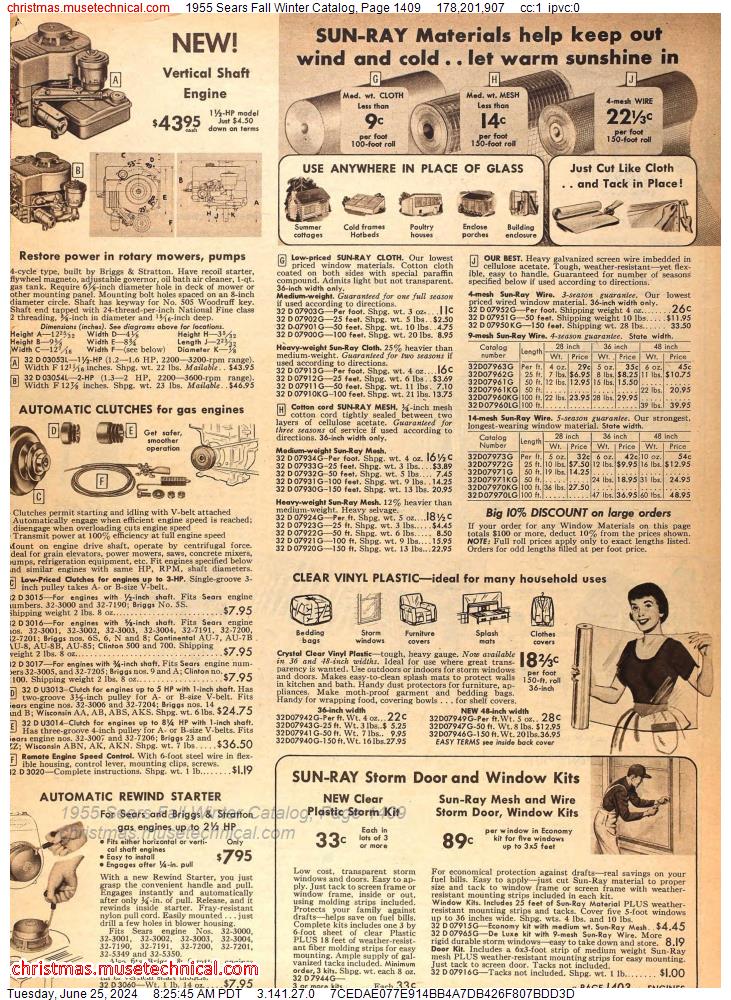 1955 Sears Fall Winter Catalog, Page 1409