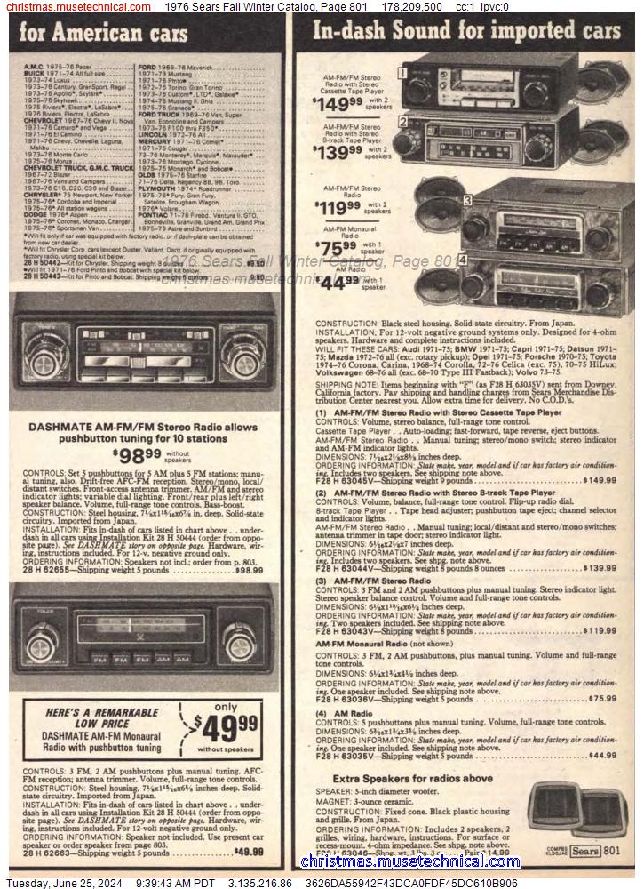 1976 Sears Fall Winter Catalog, Page 801