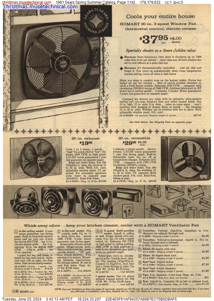 1961 Sears Spring Summer Catalog, Page 1142