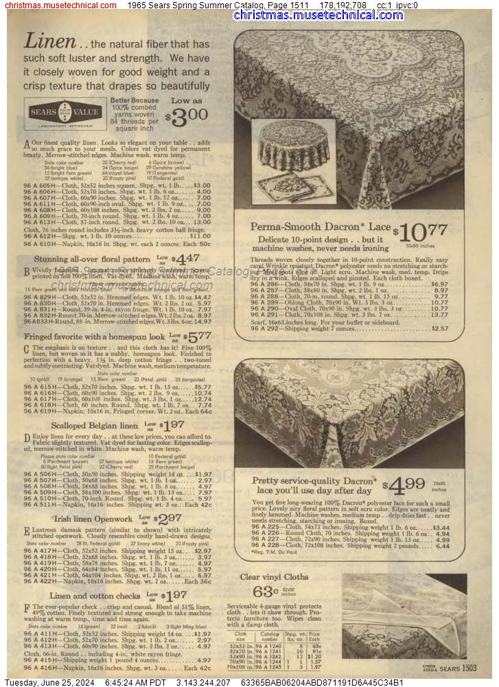1965 Sears Spring Summer Catalog, Page 1511