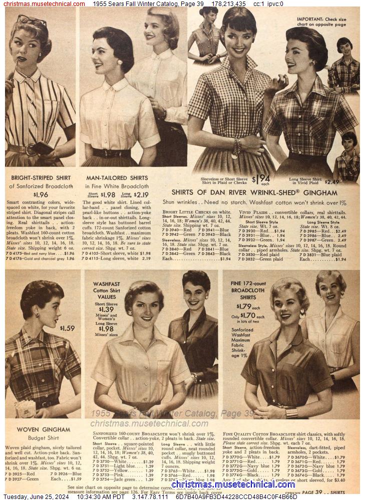 1955 Sears Fall Winter Catalog, Page 39
