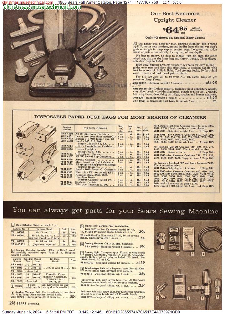 1960 Sears Fall Winter Catalog, Page 1274