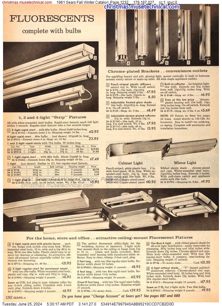 1961 Sears Fall Winter Catalog, Page 1232