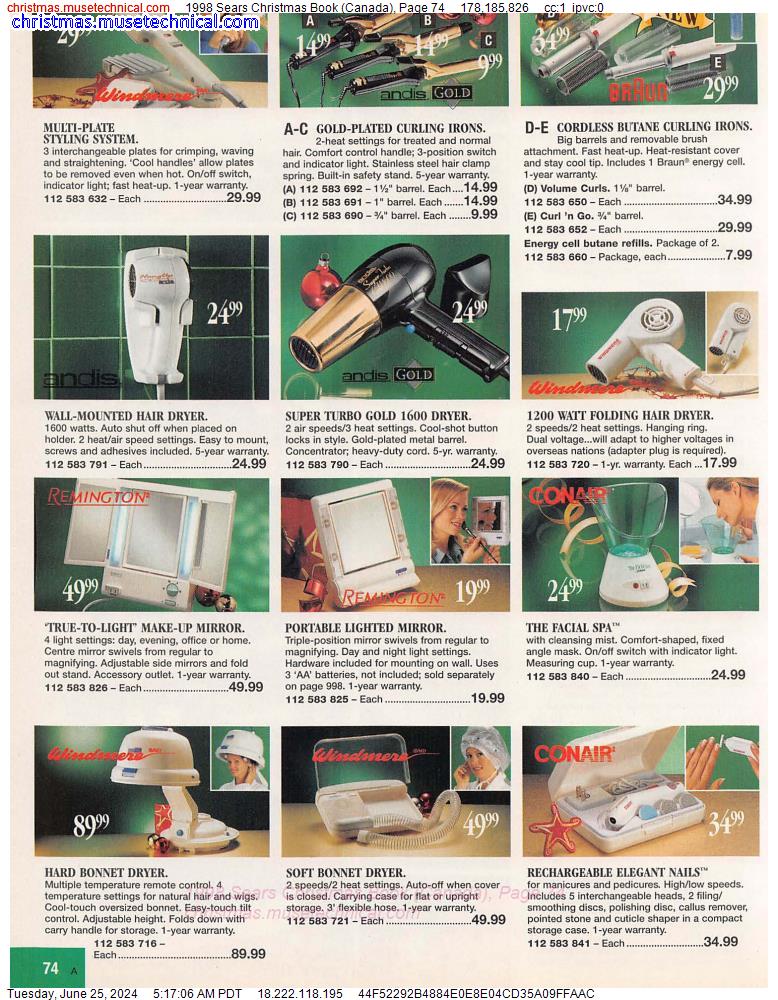 1998 Sears Christmas Book (Canada), Page 74