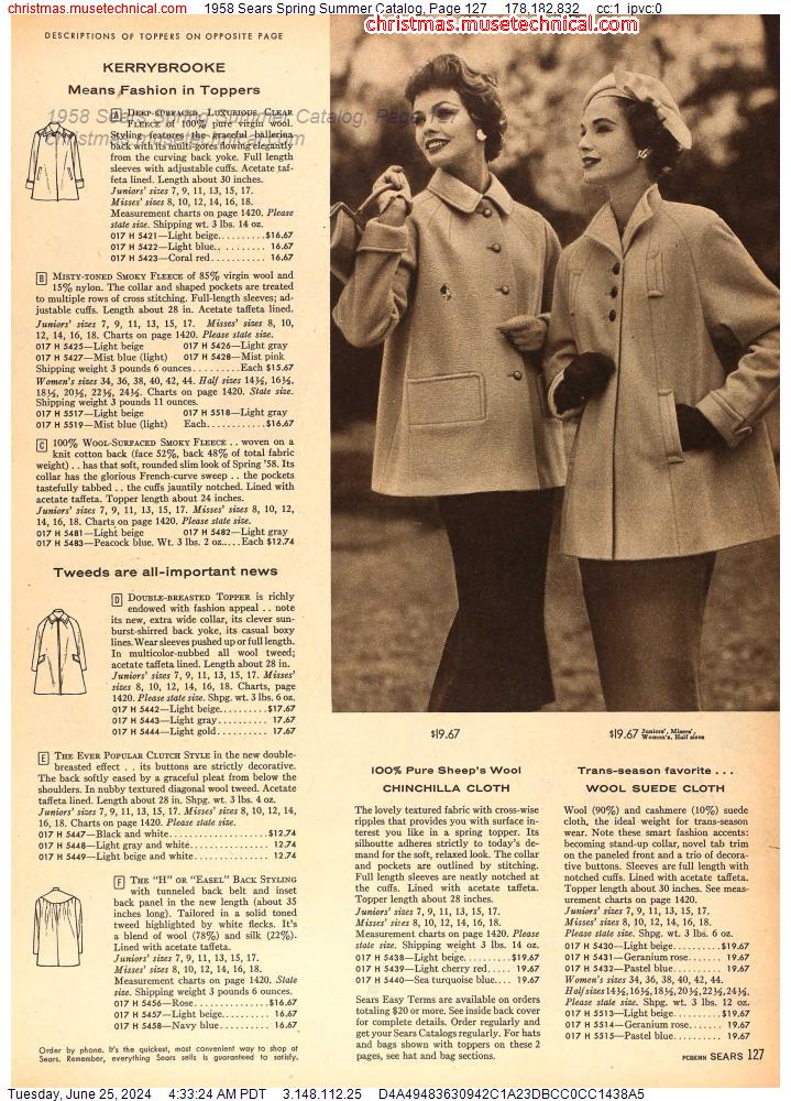 1958 Sears Spring Summer Catalog, Page 127