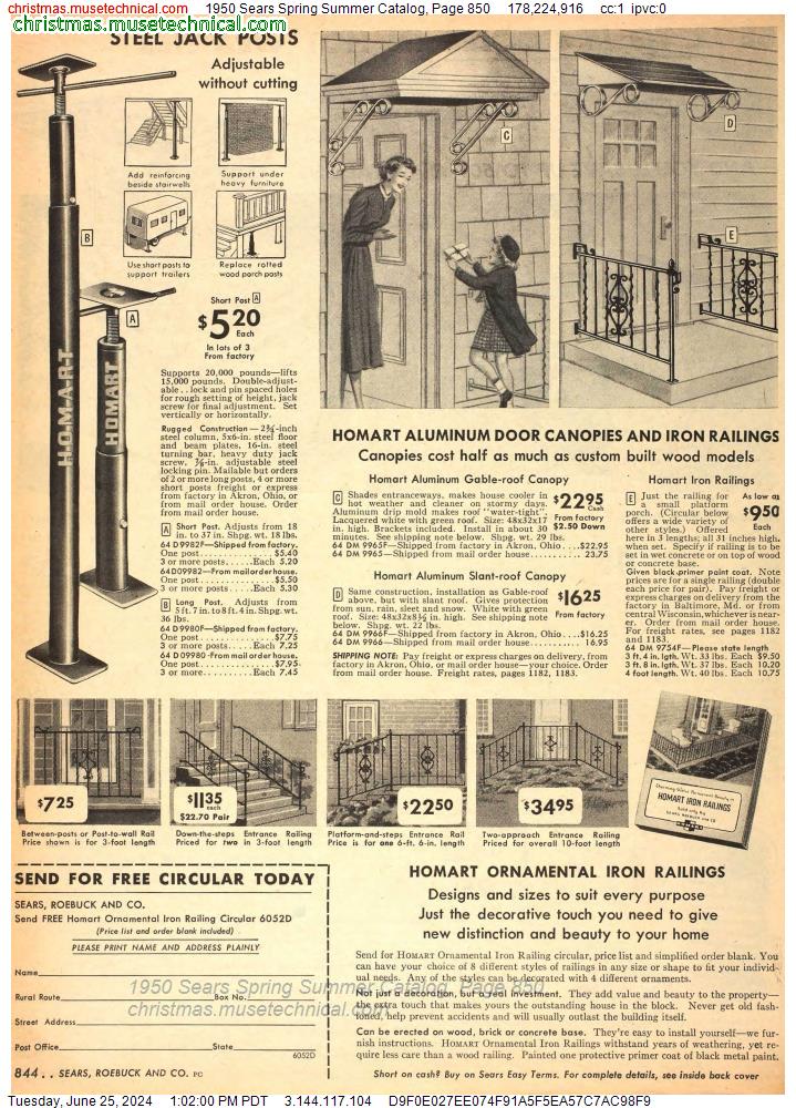 1950 Sears Spring Summer Catalog, Page 850