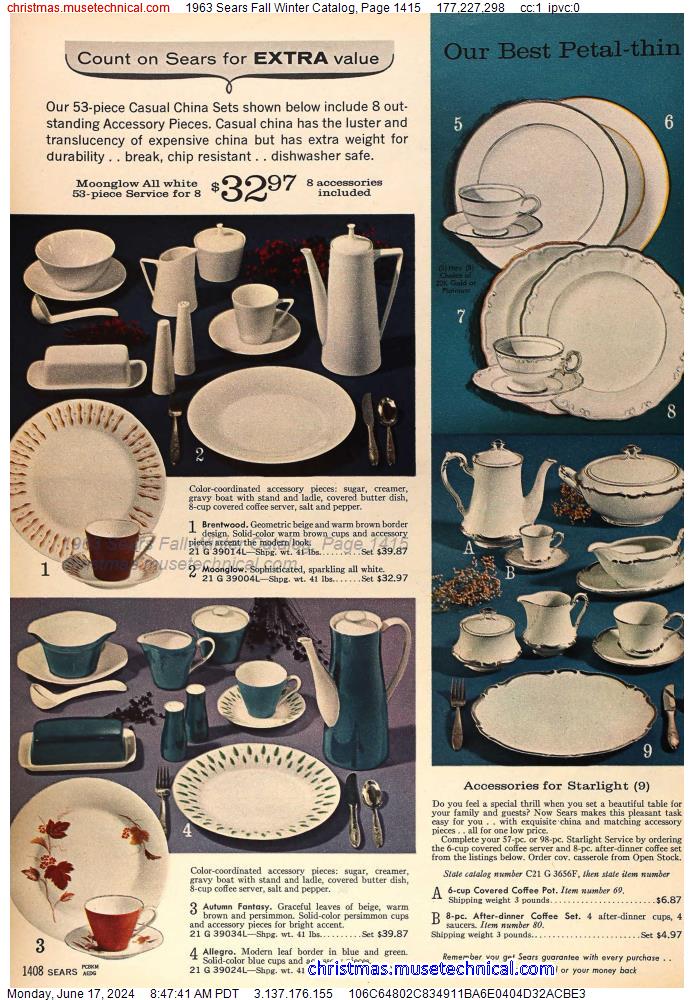 1963 Sears Fall Winter Catalog, Page 1415