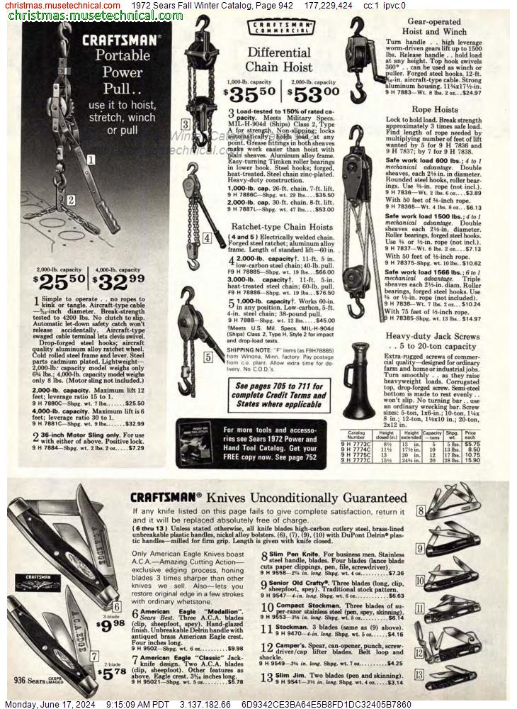 1972 Sears Fall Winter Catalog, Page 942