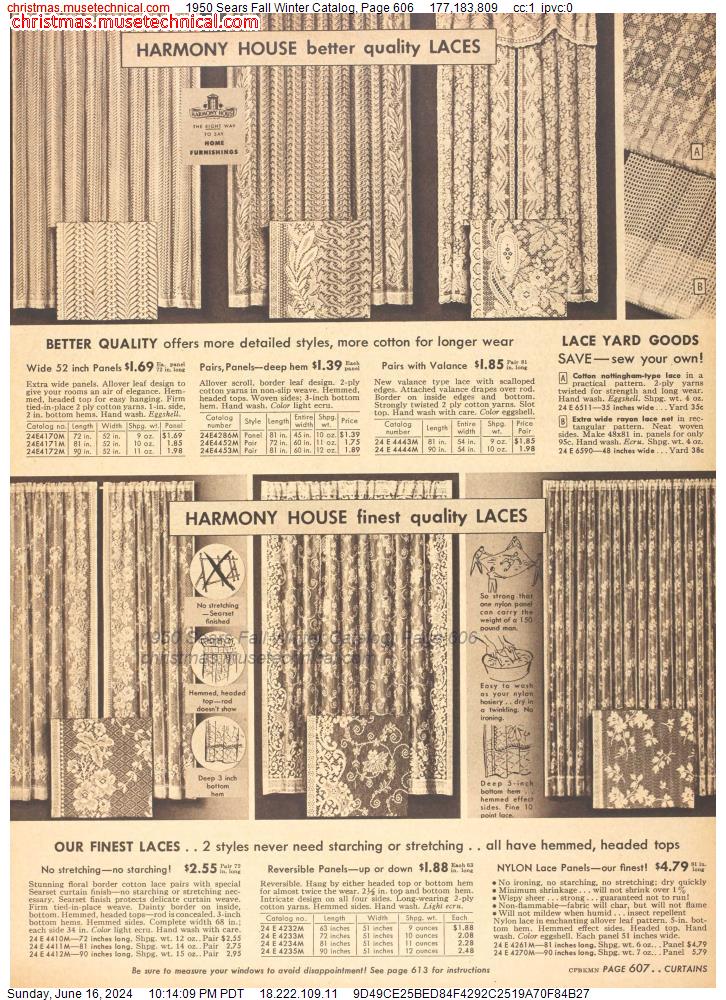 1950 Sears Fall Winter Catalog, Page 606