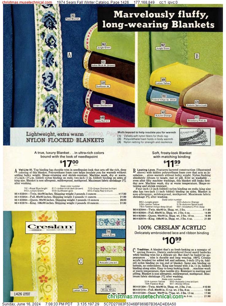 1974 Sears Fall Winter Catalog, Page 1426