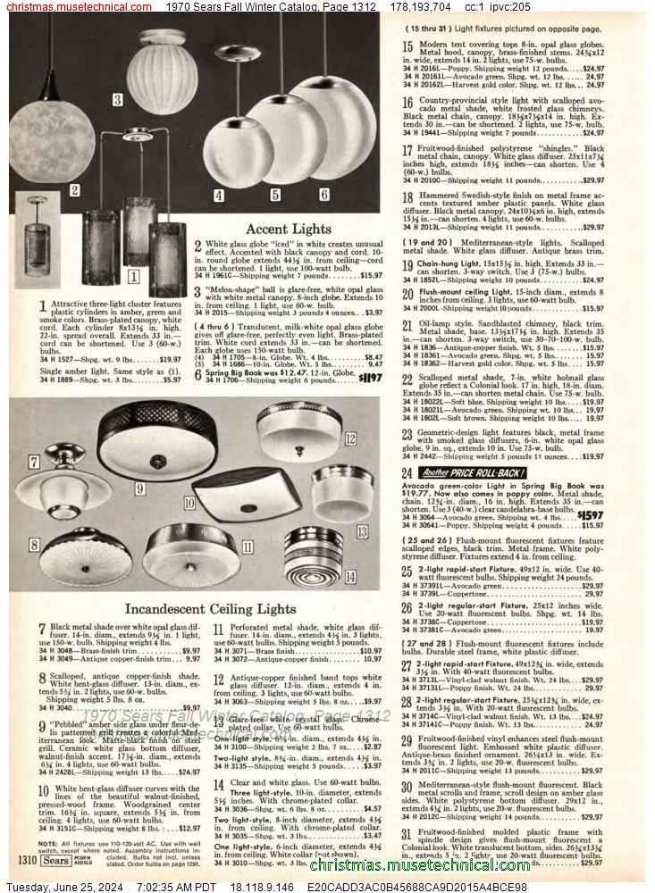 1970 Sears Fall Winter Catalog, Page 1312