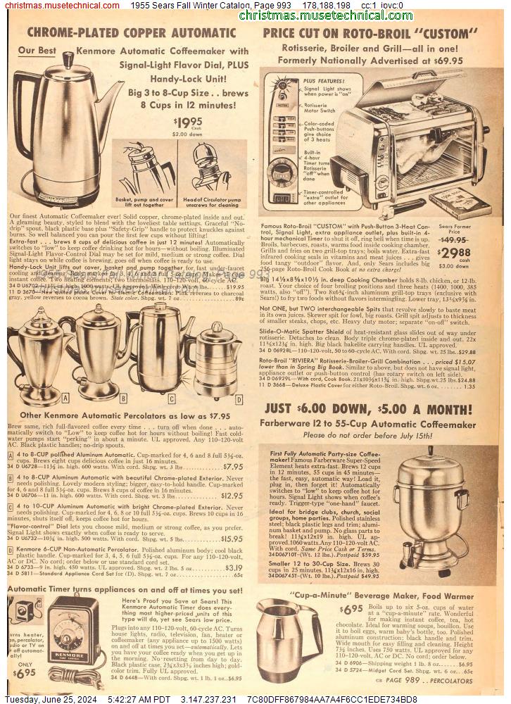 1955 Sears Fall Winter Catalog, Page 993