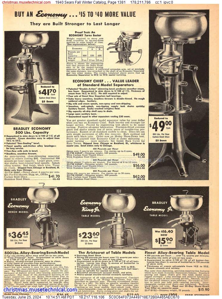1940 Sears Fall Winter Catalog, Page 1381
