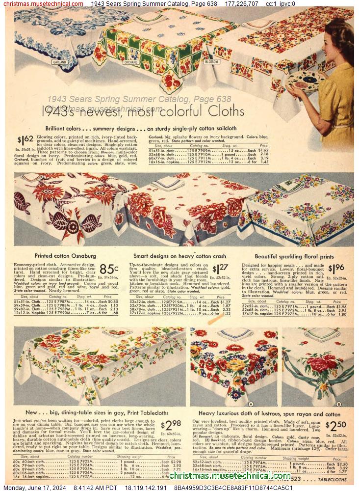 1943 Sears Spring Summer Catalog, Page 638