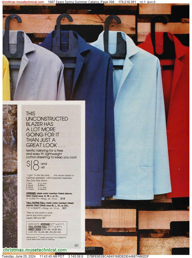 1987 Sears Spring Summer Catalog, Page 398