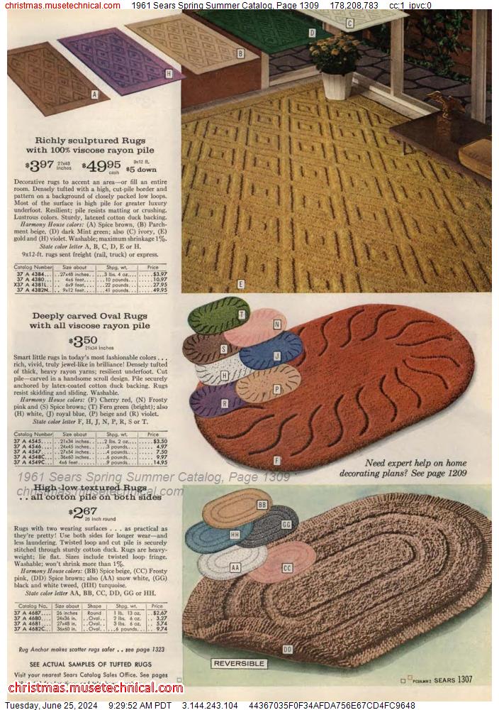 1961 Sears Spring Summer Catalog, Page 1309