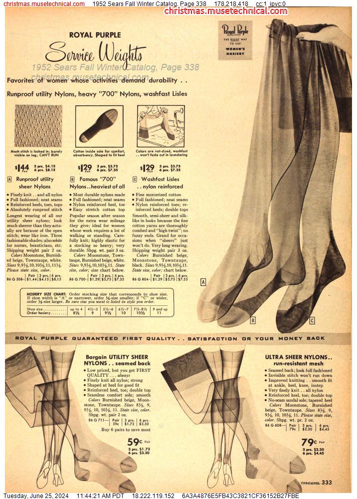 1952 Sears Fall Winter Catalog, Page 338