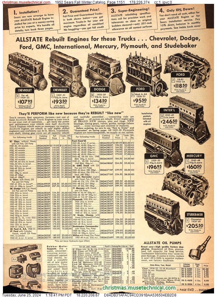 1952 Sears Fall Winter Catalog, Page 1151