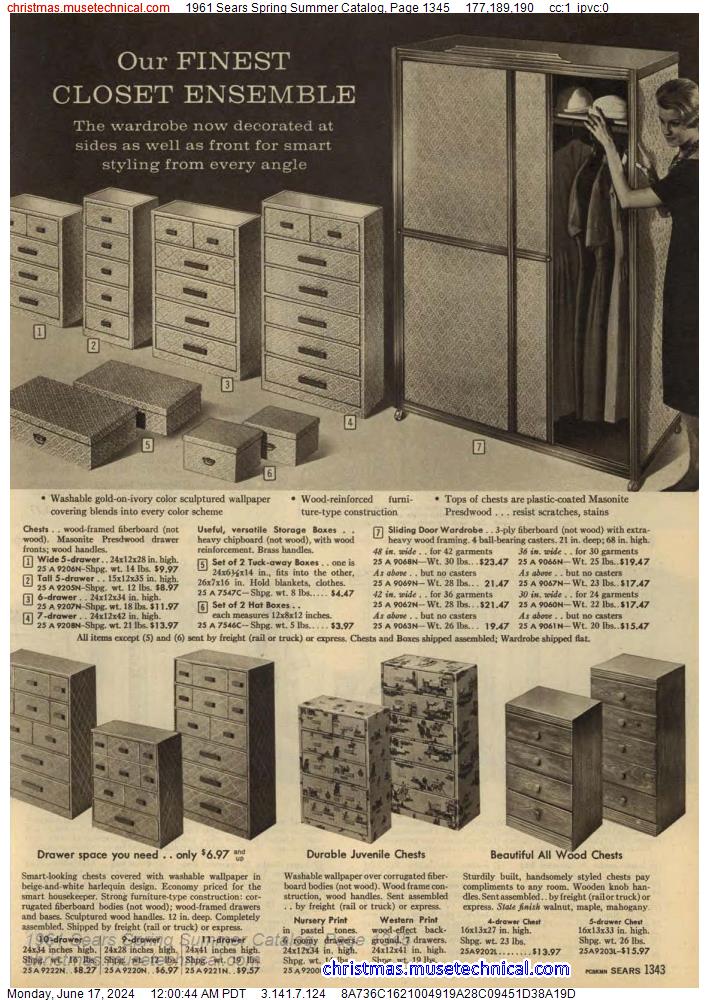 1961 Sears Spring Summer Catalog, Page 1345