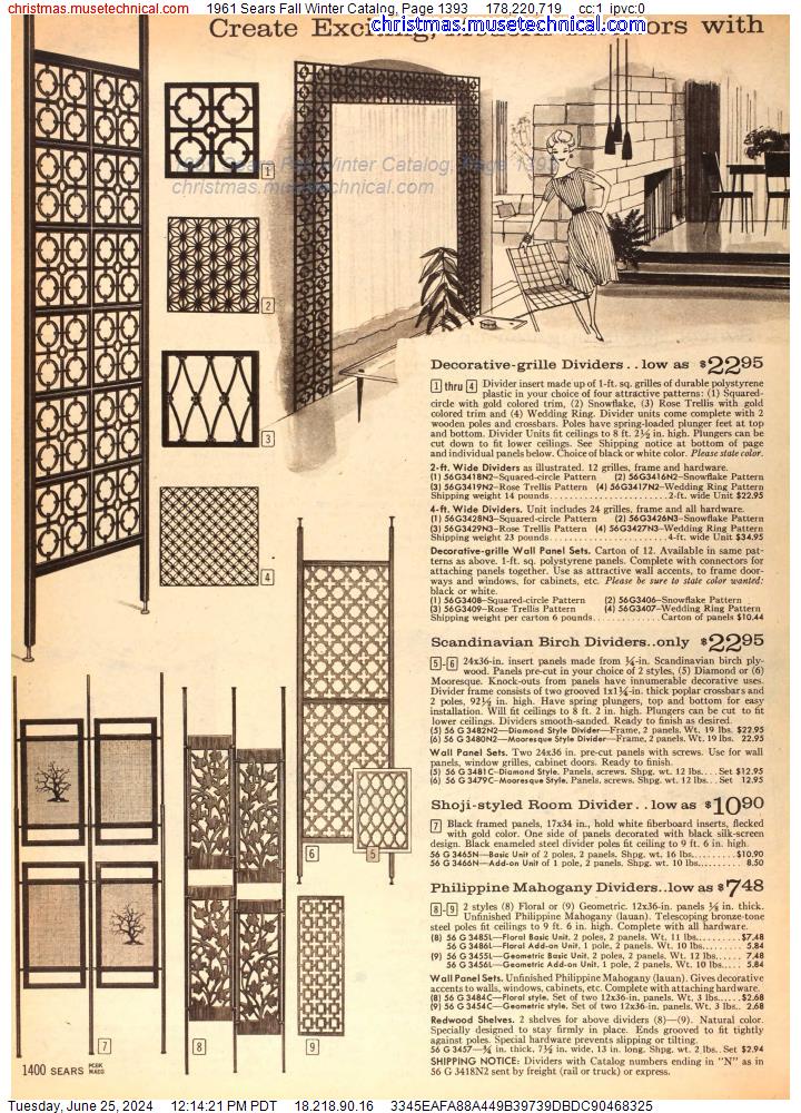 1961 Sears Fall Winter Catalog, Page 1393