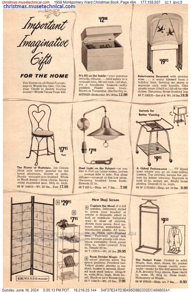1958 Montgomery Ward Christmas Book, Page 494