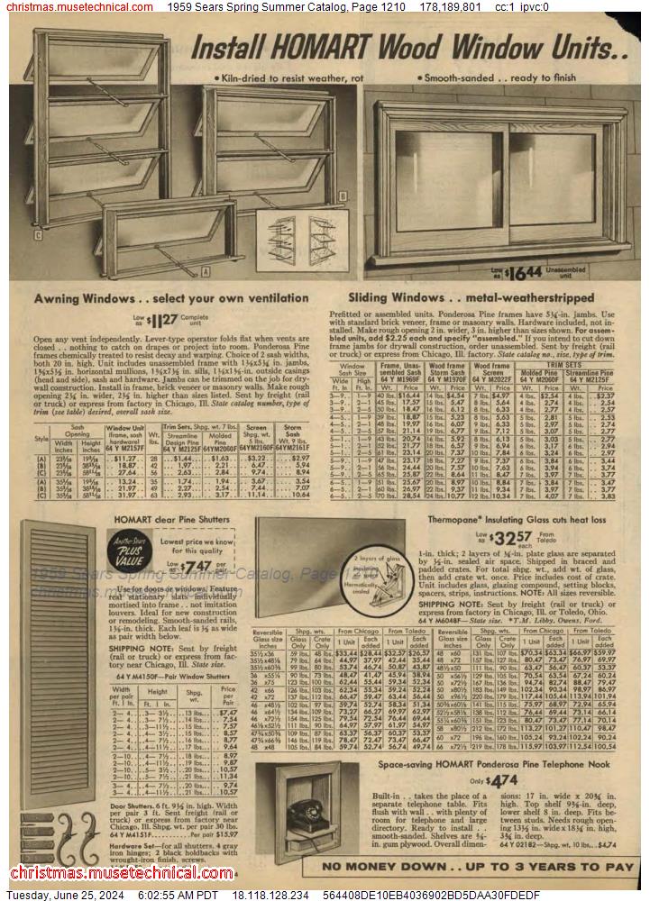 1959 Sears Spring Summer Catalog, Page 1210