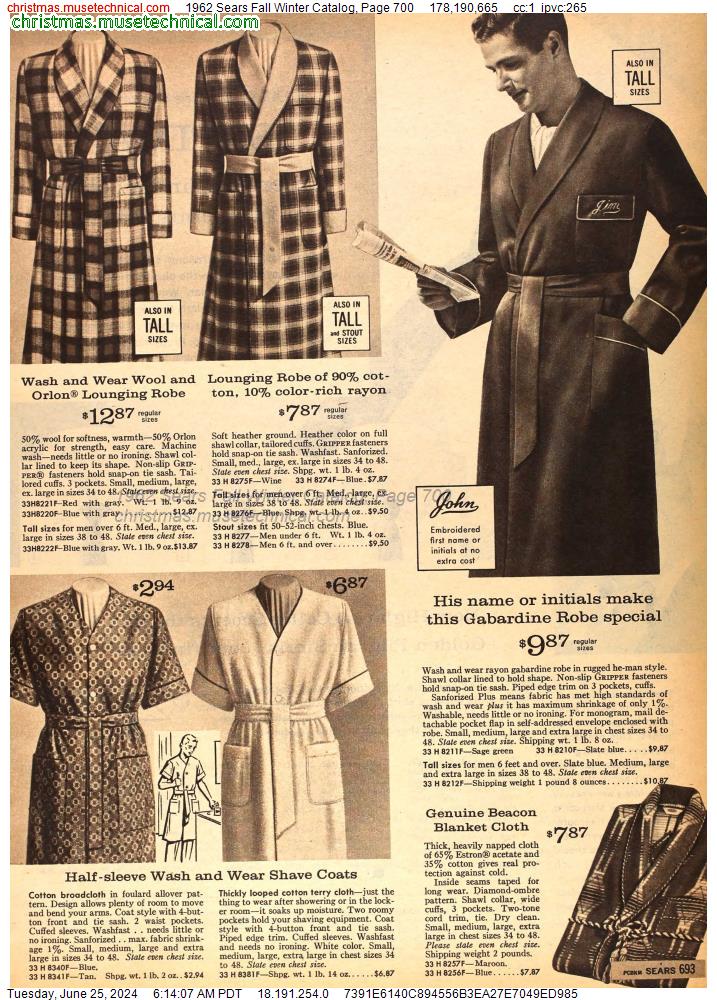 1962 Sears Fall Winter Catalog, Page 700