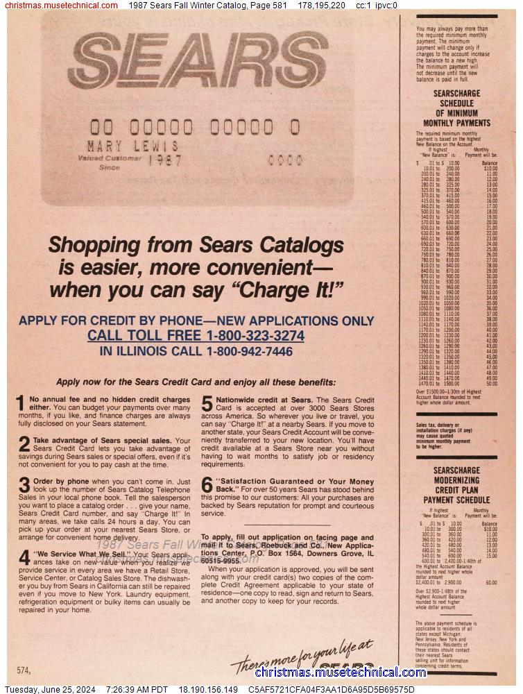 1987 Sears Fall Winter Catalog, Page 581