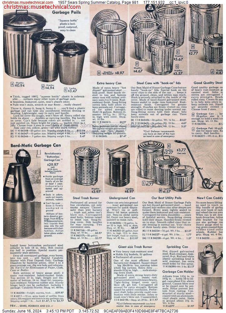 1957 Sears Spring Summer Catalog, Page 981