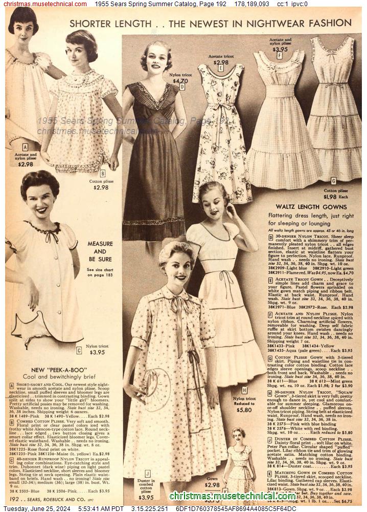 1955 Sears Spring Summer Catalog, Page 192