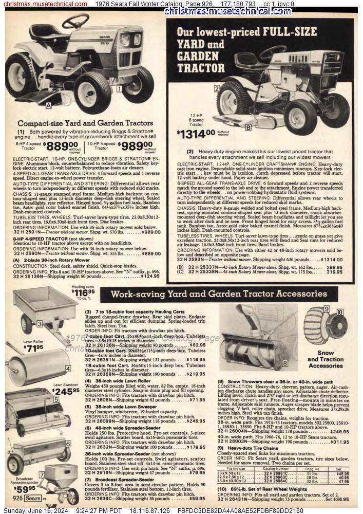 1976 Sears Fall Winter Catalog, Page 926