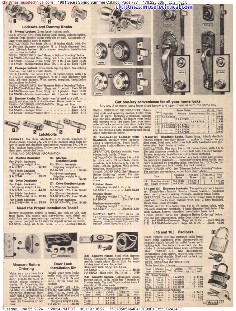 1981 Sears Spring Summer Catalog, Page 777