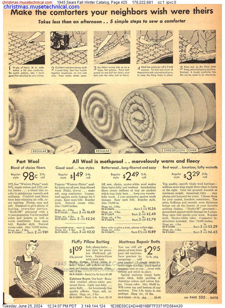 1945 Sears Fall Winter Catalog, Page 425