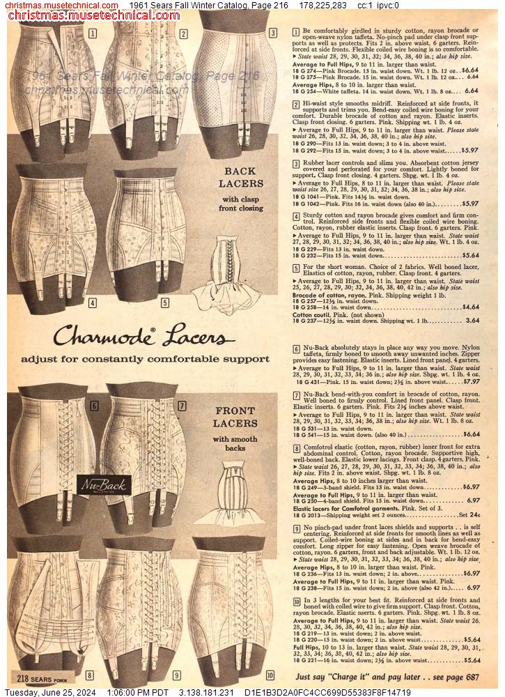 1961 Sears Fall Winter Catalog, Page 216